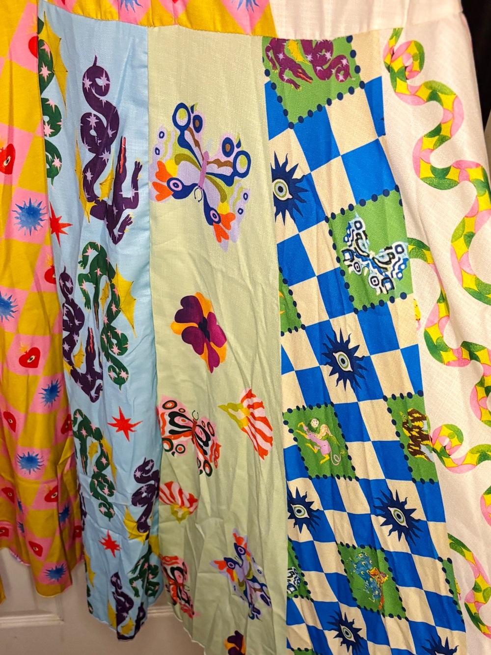 Whimsical Patchwork Linen-Blend Boutique Maxi Dress - Picture 5 of 11